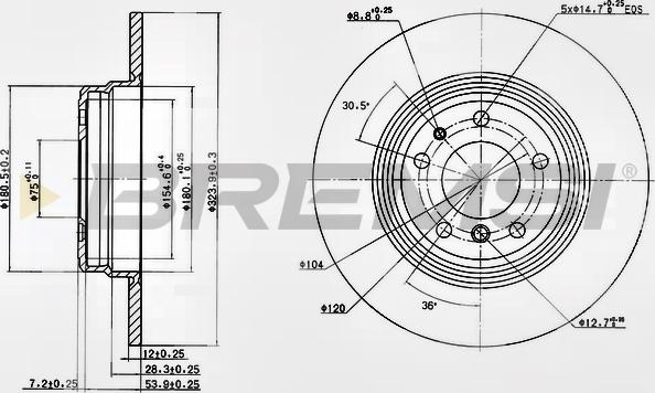 Bremsi CD6553S - Əyləc Diski furqanavto.az