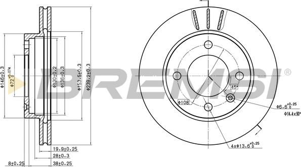 Bremsi CD6145V - Əyləc Diski furqanavto.az