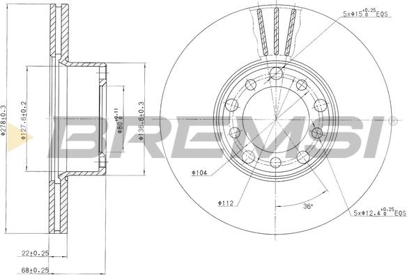 Bremsi CD6143V - Əyləc Diski furqanavto.az