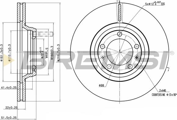 Bremsi CD6168V - Əyləc Diski furqanavto.az