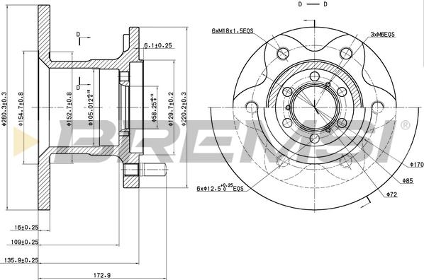 Bremsi CD6139S - Əyləc Diski furqanavto.az