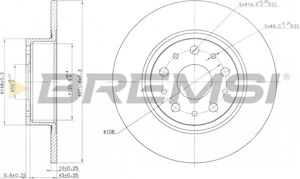 Bremsi CD6805S - Əyləc Diski furqanavto.az