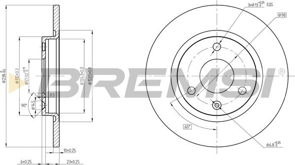 Bremsi CD6335S - Əyləc Diski furqanavto.az