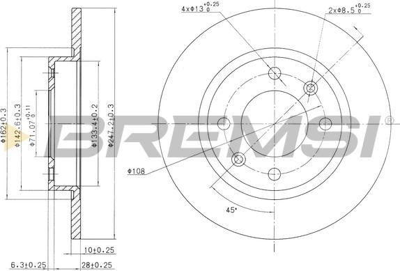 Bremsi CD6238S - Əyləc Diski furqanavto.az