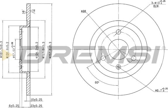 Bremsi CD6229S - Əyləc Diski furqanavto.az