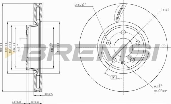 Bremsi CD8596V - Əyləc Diski furqanavto.az