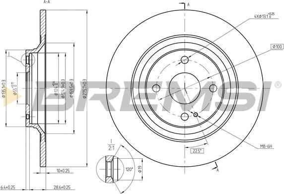 Bremsi CD8593S - Əyləc Diski furqanavto.az