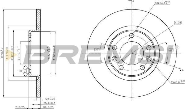 Bremsi CD8569S - Əyləc Diski furqanavto.az