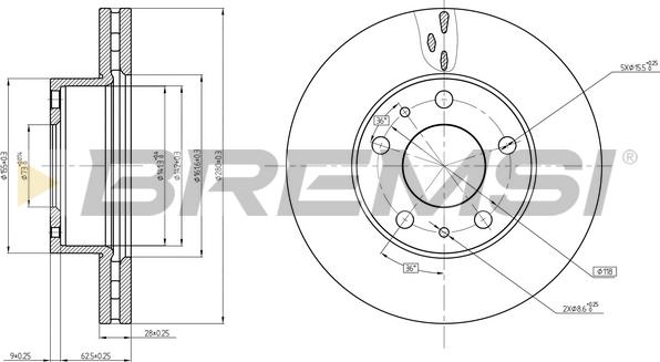 Bremsi CD8659V - Əyləc Diski furqanavto.az