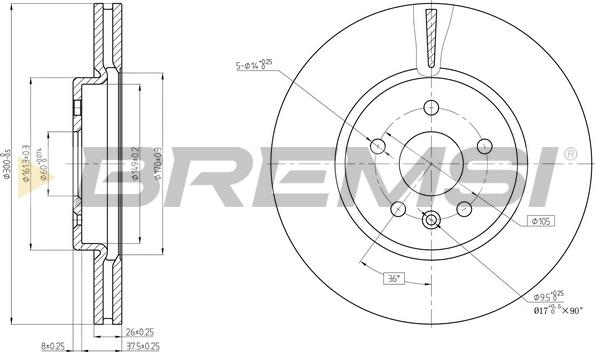 Bremsi CD8684V - Əyləc Diski furqanavto.az