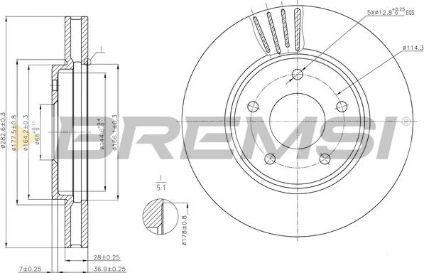 Bremsi CD8040V - Əyləc Diski furqanavto.az