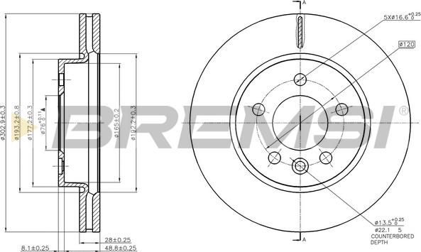 Bremsi CD8017V - Əyləc Diski furqanavto.az