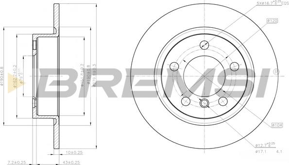 Bremsi CD8123S - Əyləc Diski furqanavto.az