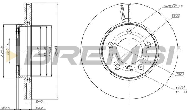 Bremsi CD8122V - Əyləc Diski furqanavto.az