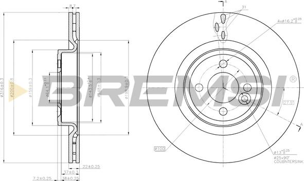 Bremsi CD8127V - Əyləc Diski furqanavto.az