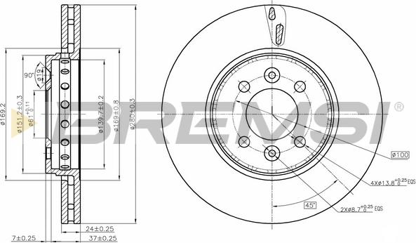 Bremsi CD8350V - Əyləc Diski furqanavto.az