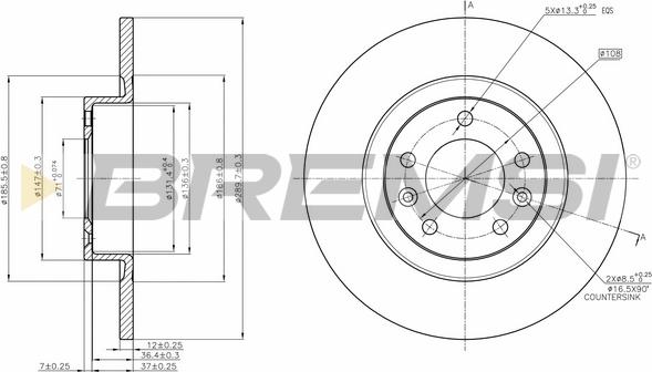 Bremsi CD8297S - Əyləc Diski furqanavto.az