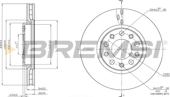 Bremsi CD7956V - Əyləc Diski furqanavto.az