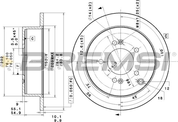 Bremsi CD7493S - Əyləc Diski furqanavto.az