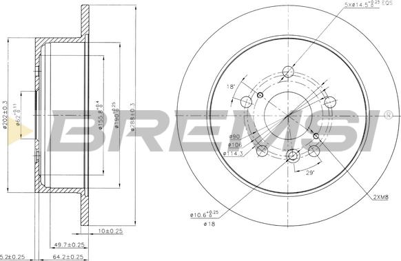 Bremsi CD7545S - Əyləc Diski furqanavto.az