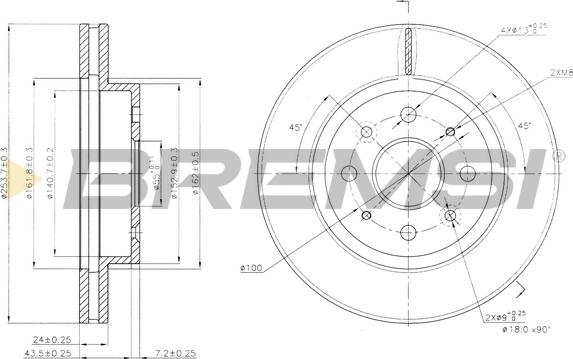 Bremsi CD7542V - Əyləc Diski furqanavto.az