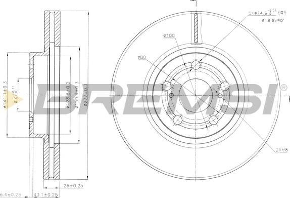 Bremsi CD7508V - Əyləc Diski furqanavto.az