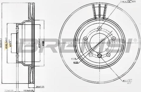 Bremsi CD7535V - Əyləc Diski furqanavto.az