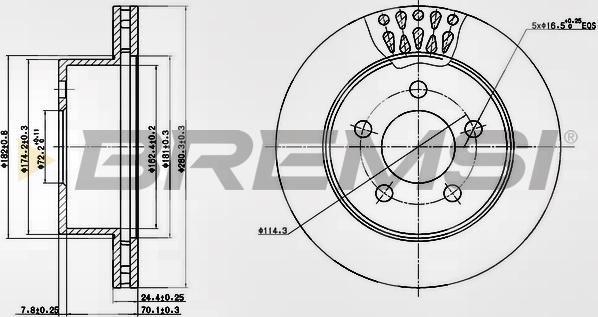 Bremsi CD7525V - Əyləc Diski furqanavto.az