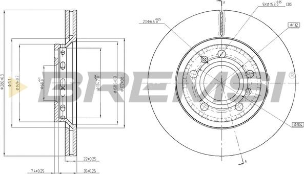 Bremsi CD7526V - Əyləc Diski furqanavto.az