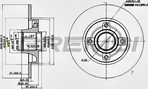 Bremsi CD7523S - Əyləc Diski furqanavto.az