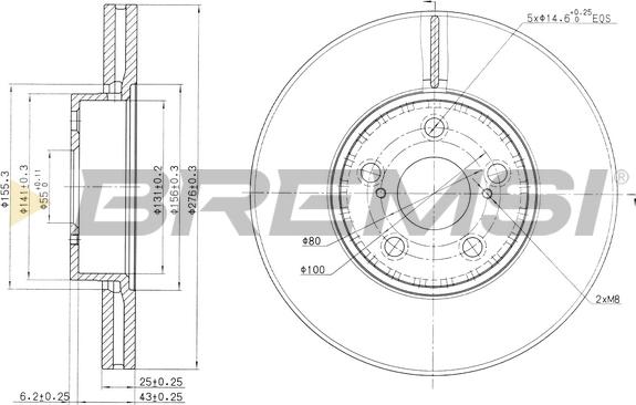 Bremsi CD7575V - Əyləc Diski furqanavto.az