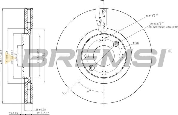 Bremsi CD7676V - Əyləc Diski furqanavto.az