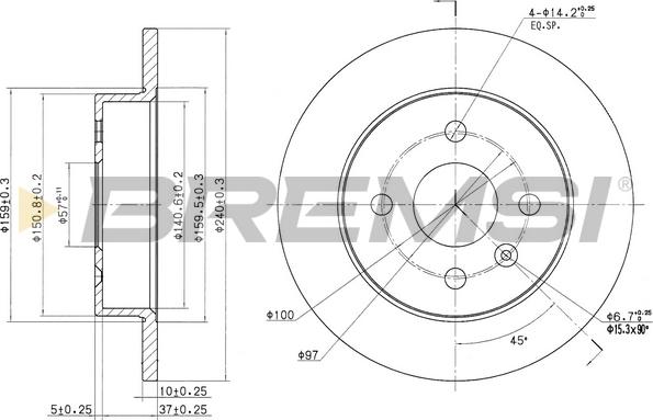 Bremsi CD7043S - Əyləc Diski furqanavto.az