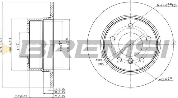 Bremsi CD7028S - Əyləc Diski furqanavto.az