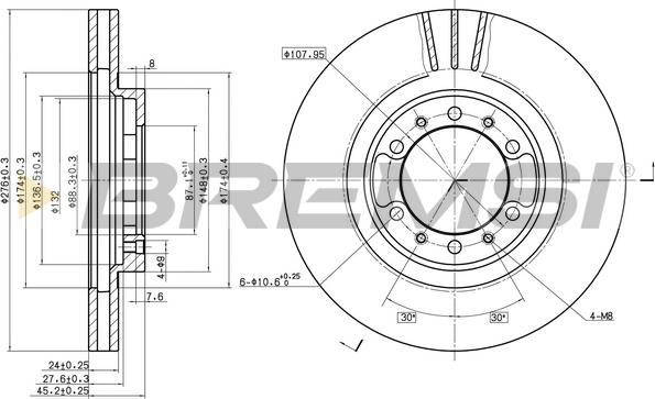 Bremsi CD7109V - Əyləc Diski furqanavto.az