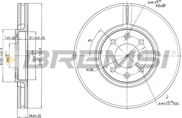 Bremsi CD7106V - Əyləc Diski furqanavto.az