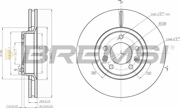 Bremsi CD7103V - Əyləc Diski furqanavto.az