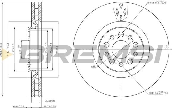 Bremsi CD7180V - Əyləc Diski furqanavto.az