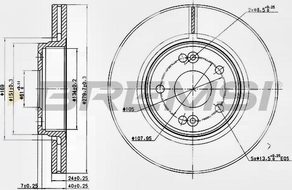 Bremsi CD7182V - Əyləc Diski furqanavto.az