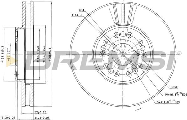 Bremsi CD7134V - Əyləc Diski furqanavto.az