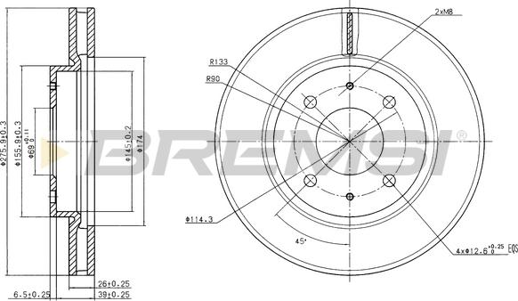 Bremsi CD7845V - Əyləc Diski furqanavto.az