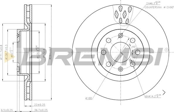 Bremsi CD7804S - Əyləc Diski furqanavto.az