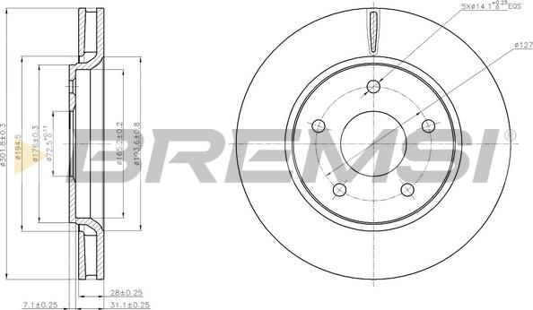 Bremsi CD7807V - Əyləc Diski furqanavto.az