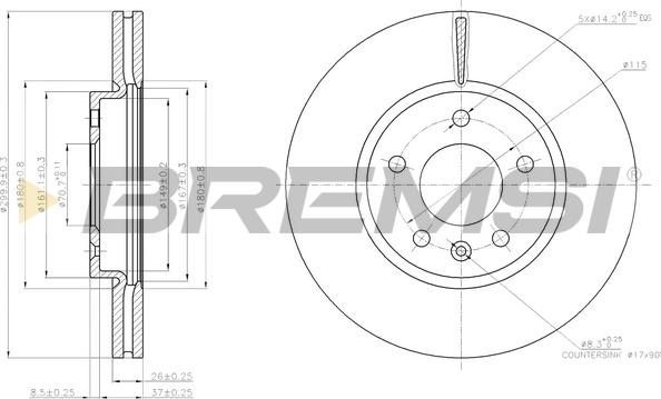 Bremsi CD7870V - Əyləc Diski furqanavto.az