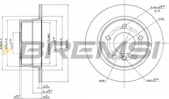 Bremsi CD7361S - Əyləc Diski furqanavto.az