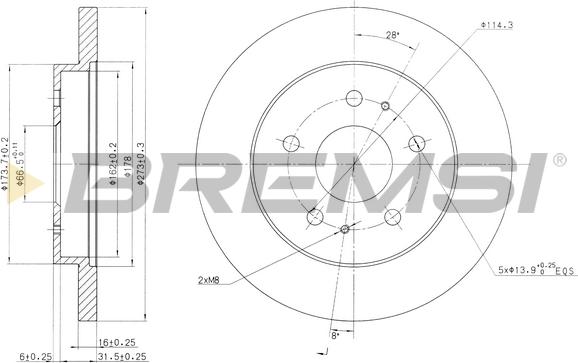 Bremsi CD7387S - Əyləc Diski furqanavto.az