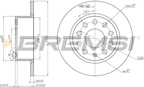 Bremsi CD7334S - Əyləc Diski furqanavto.az