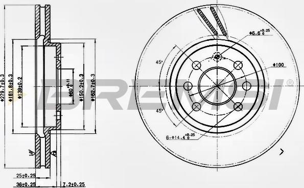 Bremsi CD7374V - Əyləc Diski furqanavto.az