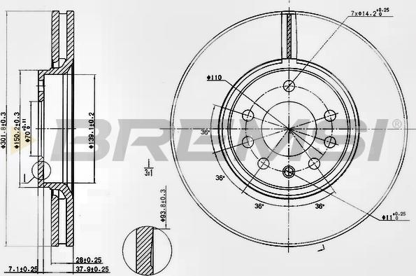 Bremsi CD7215V - Əyləc Diski furqanavto.az