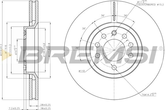 Bremsi CD7237V - Əyləc Diski furqanavto.az